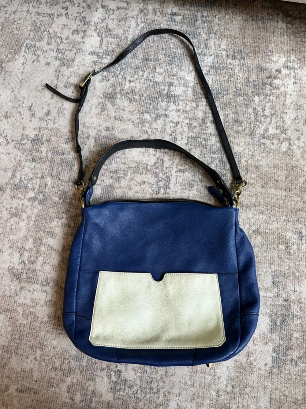 orYANY‎ Royal Blue Pebbled Leather Slouchy Hobo Bag Crossbody